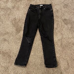 Good American Straight Leg Black Jeans